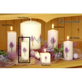 Lima Flower Lavender Duftkerze weiß mit Aufkleber Lavendel Zylinder 40 x 90 mm 1 Stück