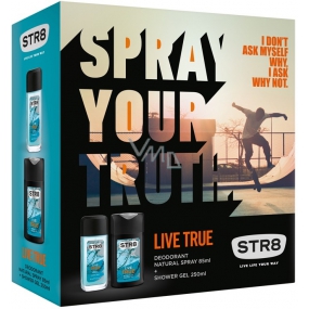 Str8 Live True parfümiertes Deodorantglas für Männer 85 ml + Duschgel 250 ml, Kosmetikset