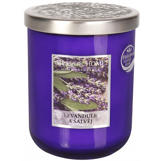 Heart & Home Lavendel und Salbei Große Sojakerze brennt bis zu 75 Stunden 340 g
