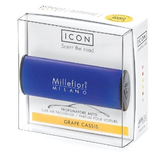 Millefiori Milano Icon Traube Cassis - Autoduft Trauben und schwarze Johannisbeeren Klassischer dunkelblauer Geruch bis zu 2 Monaten 47 g