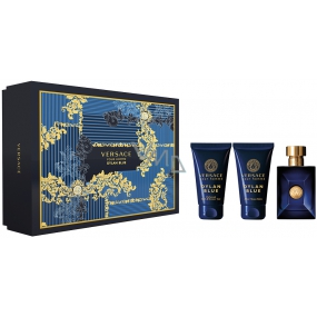 Versace Dylan Blue Eau de Toilette für Männer 50 ml + Duschgel 50 ml + Aftershave 50 ml, Geschenkset