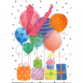 Emocio Geschenkpapiertüte für Kinder Luftballons 18 x 24 x 8 cm