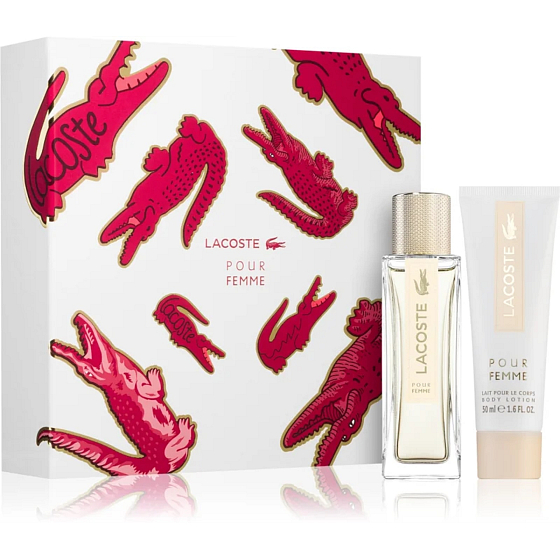 Lacoste pour Femme Eau de Parfum 50 ml + Körperlotion 50 ml, Geschenkset für Frauen