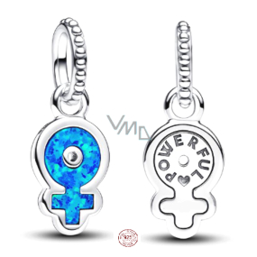 Charme Sterling Silber 925 Lady in blau, Armband Anhänger Symbol