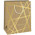 Ditipo Geschenkpapiertüte 26,4 x 32,7 x 13,6 cm Kraft - natürliche Goldlinien gerade