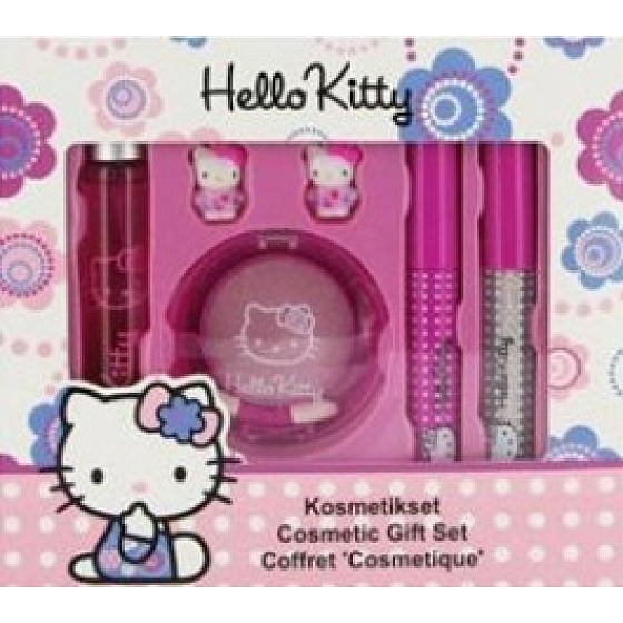 Hello Kitty Eau de Toilette + Lidschatten + Wimperntusche + Lipgloss für Mädchen Geschenkset