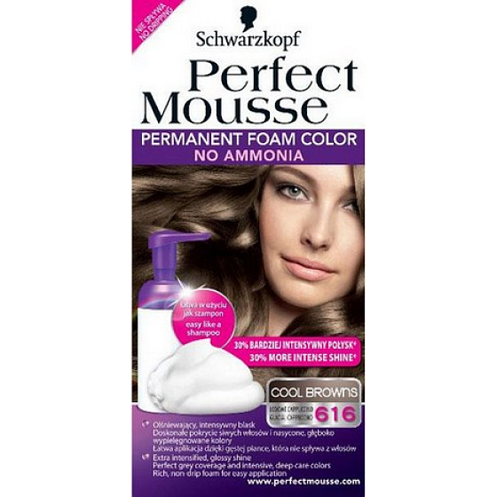 Perfect Mousse Permanent Color Haarfarbe 616 Einfrierender Cappuccino