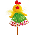 Huhn aus grün-rosa Rockaussparung 10 cm + Spieße