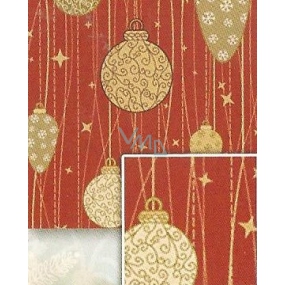 Nekupto Geschenkpapier 70 x 200 cm Weihnachtsroter Hintergrund, goldene Kugeln