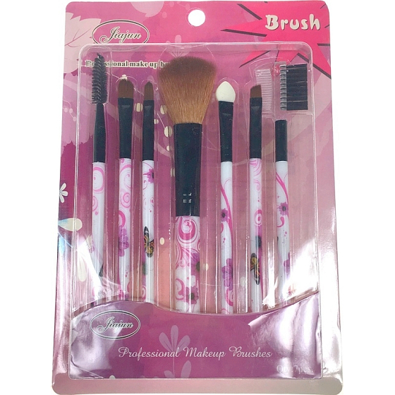 Jiajun Professional Makeup Brushes Kosmetikpinsel-Set Weiß-Rosa 7 Stück 562
