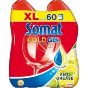 Somat Gold Gel Anti-Fett-Zitronen-Limetten-Gel mit aktivem Entfetter 2 x 600 ml