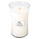 WoodWick White Tea & Jasmine - Duftkerze aus weißem Tee und Jasmin mit Docht aus Holz und Deckelglas groß 609,5 g
