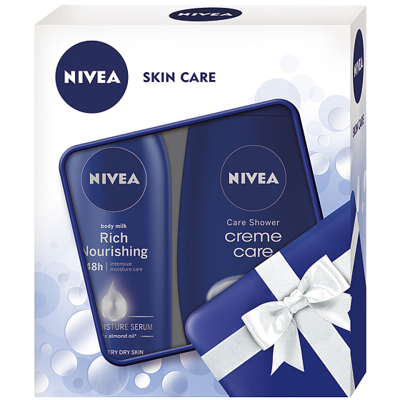 Nivea Body Milk pflegende Körperlotion für sehr trockene Haut 200 ml + Creme Creme Duschgel 250 ml, Kosmetikset