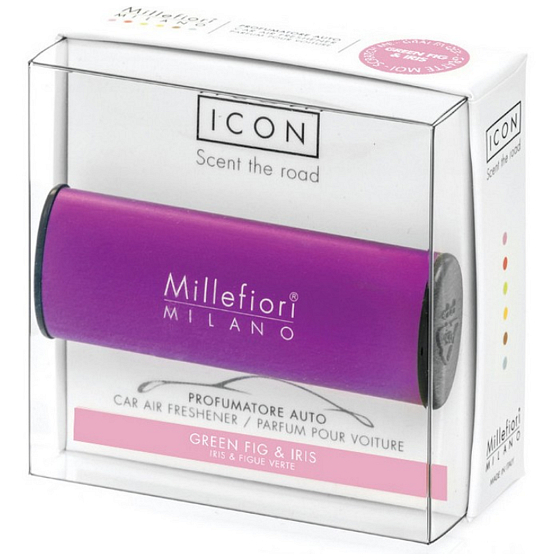 Millefiori Milano Icon Grüne Feige & Iris - Grüner Feigen- und Iris-Autoduft Klassisches Lila riecht bis zu 2 Monaten 47 g