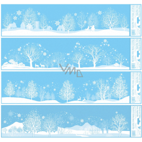 Fensterfolie ohne Klebestreifen mit Glitzer Winterlandschaft mit Bäumen 64 x 15 cm