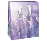 Ditipo Geschenkpapier Tasche 26,4 x 32,7 x 13,6 cm Glitter Lila Schmetterlinge