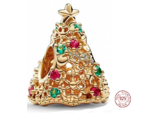 Sterling Silber 925 Glitzernder Weihnachtsbaum gold, Weihnachtsarmband Perle