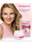 Dermacol Collagen Plus Intensive Rejuvenating intensive verjüngende Tagescreme 50 ml + straffende und feuchtigkeitsspendende Textilmaske 1 Stück, Kosmetikset für Frauen