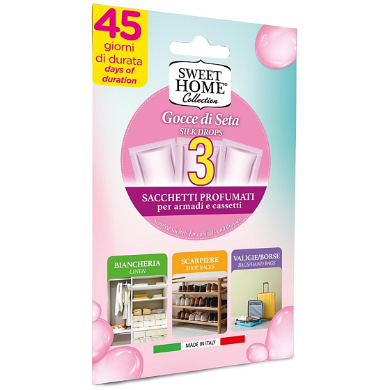Sweet Home Gocce di Seta - Seidentropfen duftende Taschen für Kleiderschränke 3 Stück
