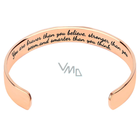 Edelstahlarmband vergoldet mit Gravur Du bist mutiger..., offene Manschette, 2,5 mm