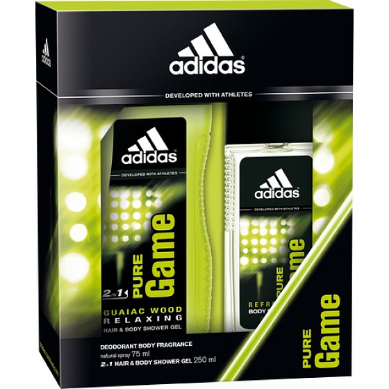 Adidas Pure Game parfümiertes Deodorantglas für Männer 75 ml + Duschgel 250 ml, Kosmetikset