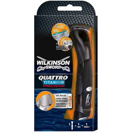 Wilkinson Quattro Titanium Präzisionsrasierer 1 Stück und 1 Ersatzkopf