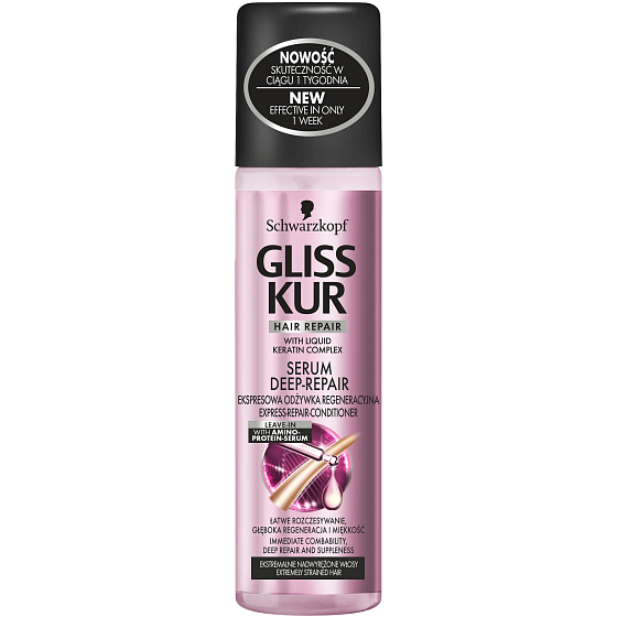 Gliss Kur Serum Deep Repair Regenerierender Express Balsam für extrem gestresstes Haar 200 ml Spray