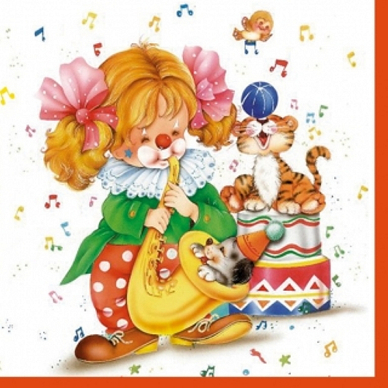 Maki Papierservietten 3-lagig 33 x 33 cm 20 Stück Clowns, Saxophon