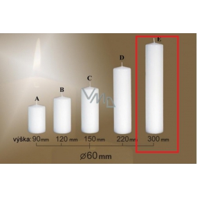 Lima Gastro glatte Kerze weißer Zylinder 60 x 300 mm 1 Stück
