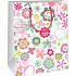 Ditipo Geschenk Papiertüte 18 x 10 x 22,7 cm weiße rosa und grüne Blumen