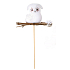 Eule mit geflochtener weißer Schneeflockenaussparung 6 cm + Spieße
