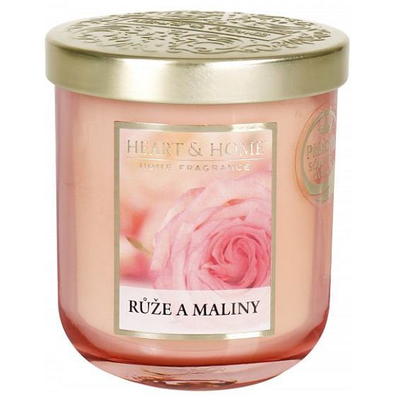 Heart & Home Rosen und Himbeeren Sojawachskerze mittel brennt bis zu 30 Stunden 110 g