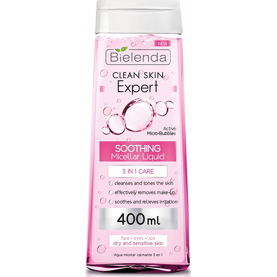Bielenda Clean Skin Expert 3 in 1 beruhigendem Mizellenwasser 400 ml