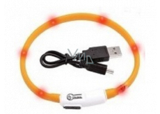 Karlie Flamingo LED-Leuchthalsband für Katzen und kleine Hunde orange, Einheitsgröße 20-35 cm, wiederaufladbar