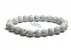 Lava weiß Armband elastischen Naturstein, Perle 8 mm / 16-17 cm, der vier Elemente geboren