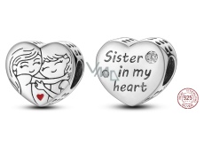Sterling Silber 925 Schwester in meinem Herzen, Perle Herz auf Armband Familie