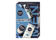 Nivea Men Fresh Sensitive Invisible Black & White Fresh Antitranspirant Spray 150 ml + Nivea Men Sensitive Duschgel 250 ml + Nivea Men Creme für Gesicht, Körper und Hände 30 ml, Kosmetikset für Männer