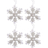 Dekorative Schneeflocke weiß - silber 4 Stück 6 cm