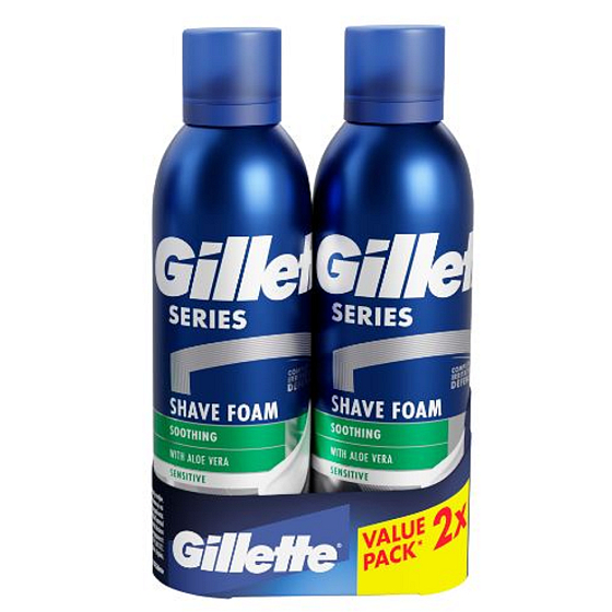 Gillette Series Sensitive Aloe Vera Rasierschaum für Männer 2 x 200 ml, Duopack