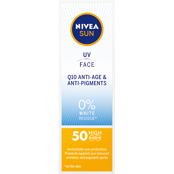 Nivea Sun OF 50 Q10 UV & Face Gesichtscreme zum Sonnenbaden gegen Falten, 50 ml