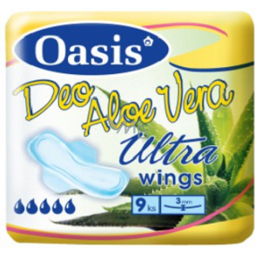 Oasis Ultra Wings Aloe Vera Deo Singel intime parfümierte Pads 9 Stück