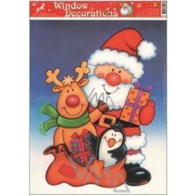 Fensterfolie ohne kleberfarbenen Weihnachtsmann, Rentier und Geschenke 43 x 30 cm 1 Stück 203