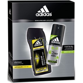 Adidas Cool & Dry 48h 6in1 Antitranspirant Deodorant Spray für Männer 150 ml + Extra reines Anti-Schuppen-Haarshampoo 200 ml, Kosmetikset