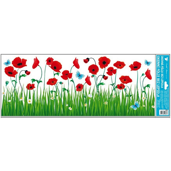 Fensterfolie ohne Leimwiesenmohnstreifen 60 x 22, 5 cm