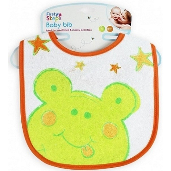 Erste Schritte Terry Lätzchen + Peva Frosch grün 20 x 20 cm
