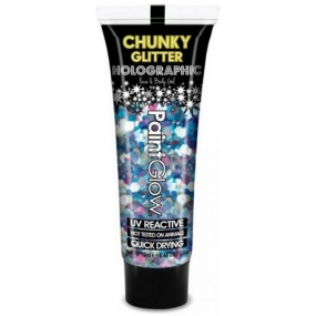 Diva & Nice Chunky Glitter Holographisches UV-Dekorgel für Meer- und Gesichts-Meerjungfrau-Nebel - blau 13 ml