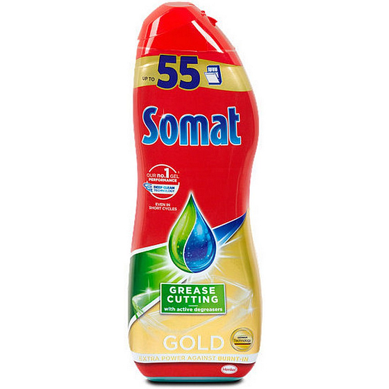 Somat Gold Gel mit Tiefenreinigungstechnologie Gel zum Geschirrspülen von 55 Dosen von 990 ml