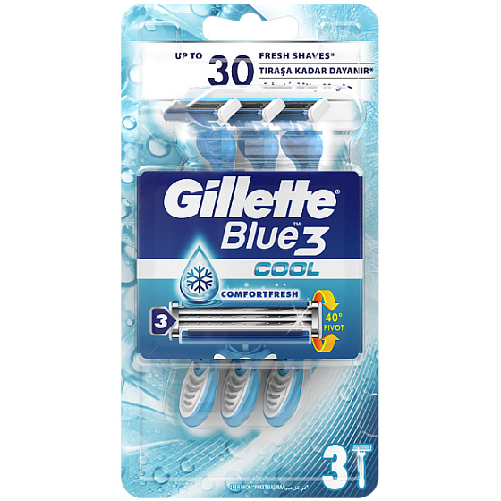 Gillette Blue 3 Cool 3-Klingen-Rasierer für Herren 3 Stück