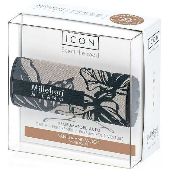 Millefiori Milano Icon Vanille & Holz - Vanille und Holz Autoduft Textil Geometrische Gerüche bis zu 2 Monaten 47 g