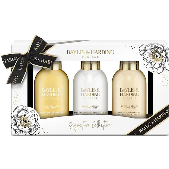 Baylis & Harding Sweet Tangerine & Grapefruit Duschgel 100 ml + Hand- und Körpercreme 100 ml + Duschcreme 100 ml, Kosmetikset für Damen
